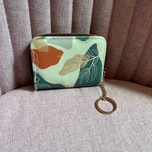 Leaf Pattern Wallet with Keychain